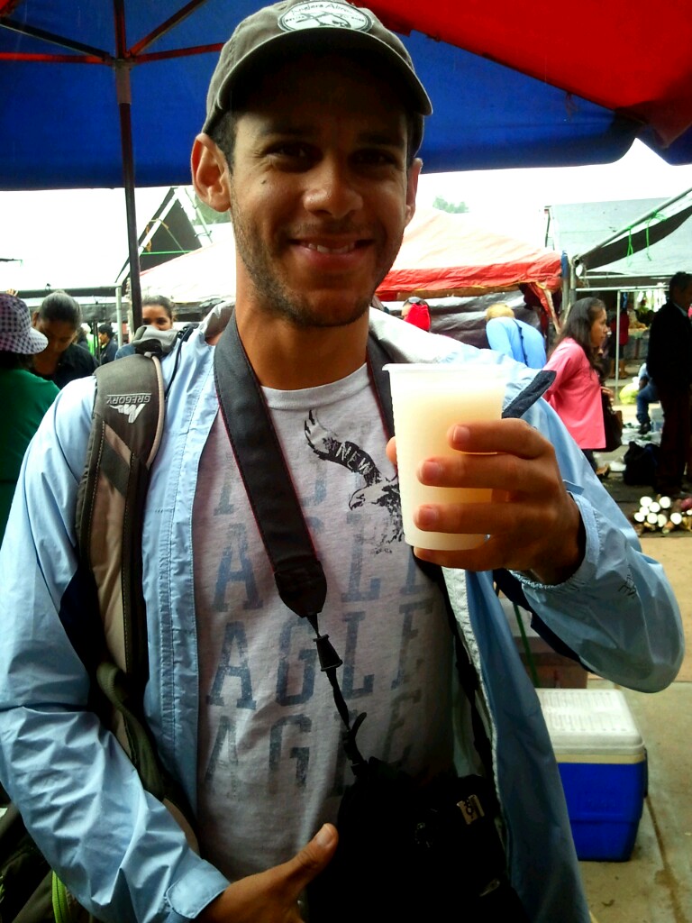 Drinking soursop juice in Belize
