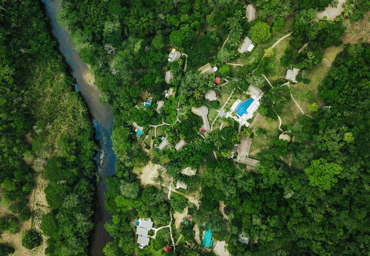 aerial photo of chaa creek lodge