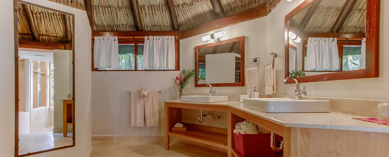 Belize Luxury Treetop Villas bathroom at Chaa Creek Resort