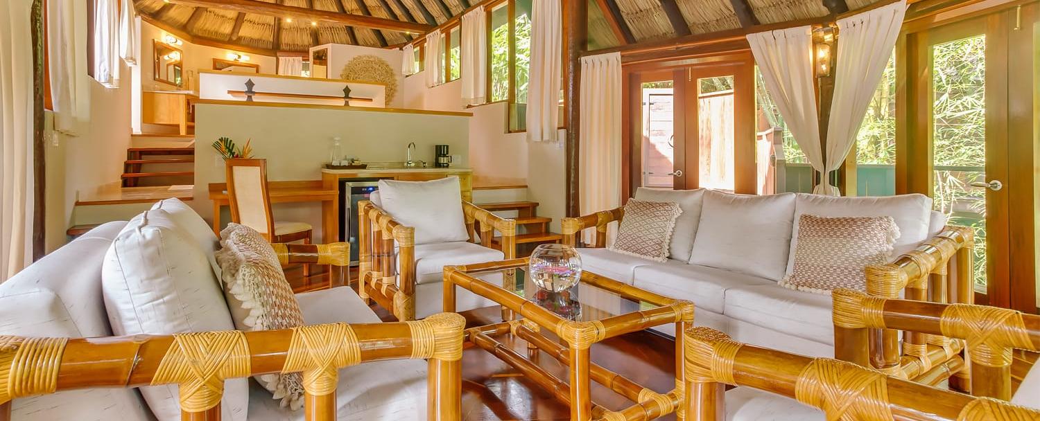 Belize treetop villas at Chaa Creek living room shot