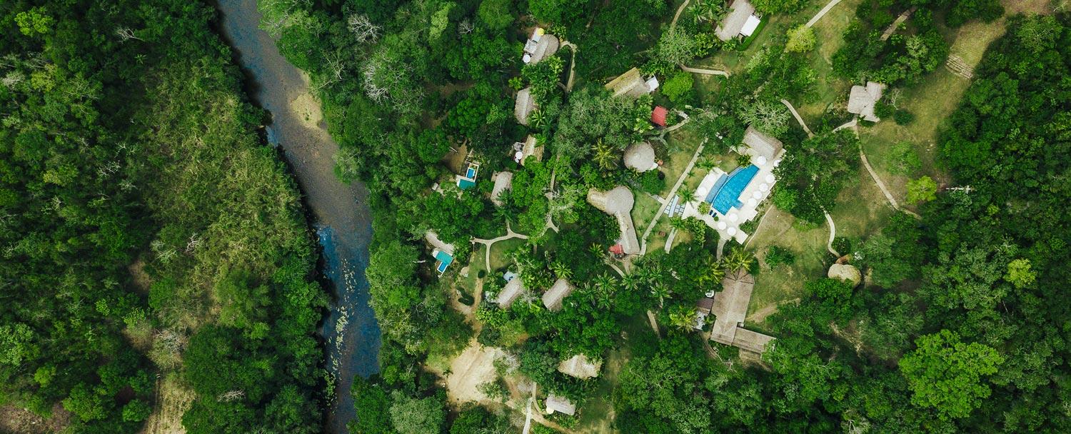 Aerial photo of Chaa Creek