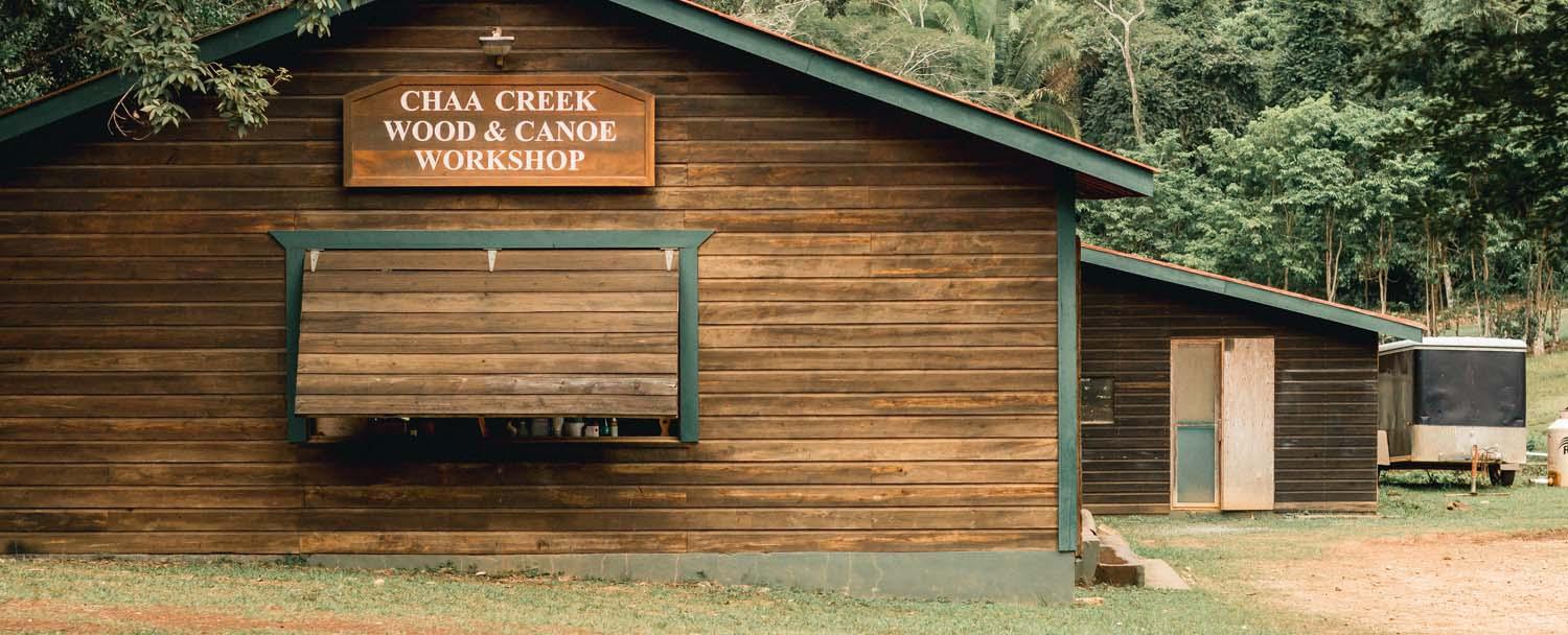 belize woodwork shop exterior at chaa creek resort