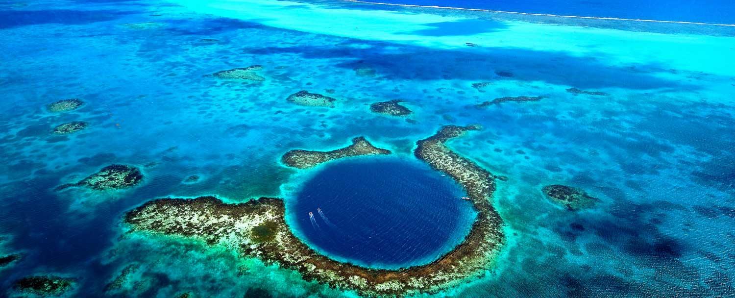 Aerial view of Belize's great barrier reef