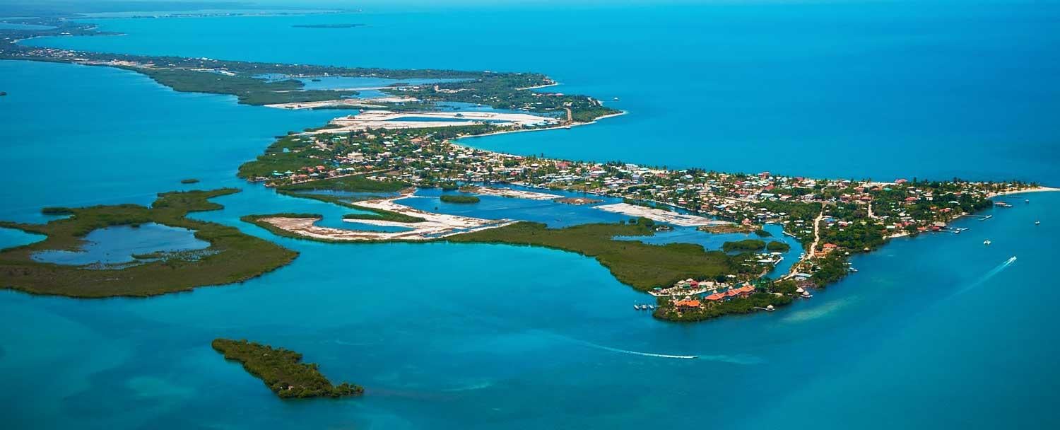 Aerial view of Placencia Belize Peninsula